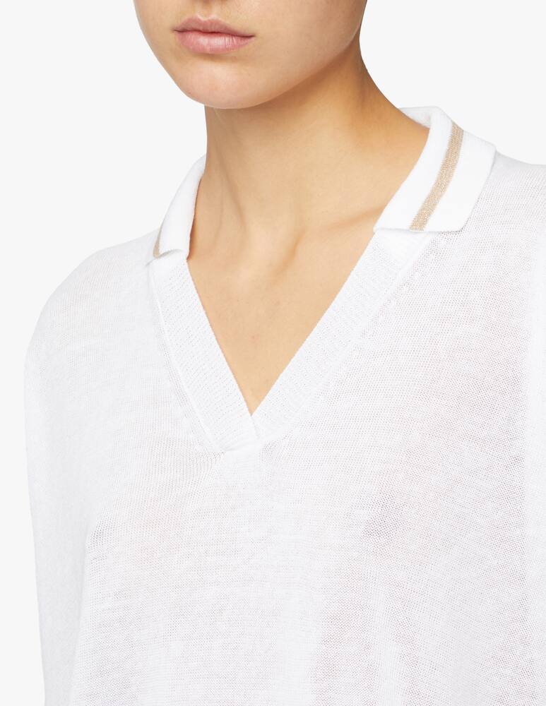 rinascente Peserico Linen blend oversized polo shirt - white