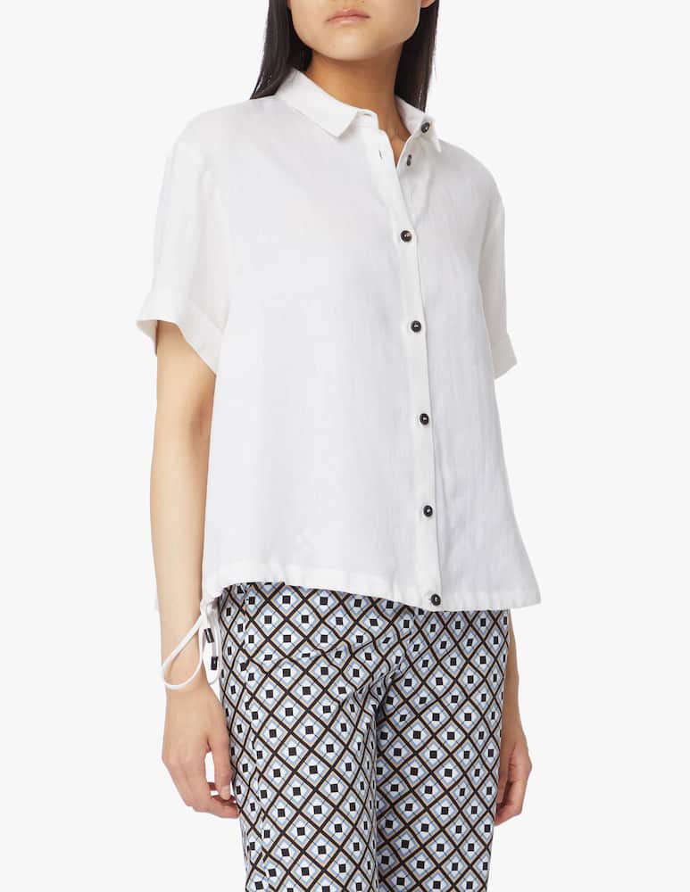 rinascente Peserico Linen shirt with oversized drawstring - white