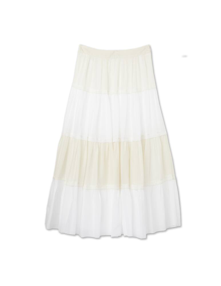 rinascente Peserico Gonna maxi in mussola con balze - bianco