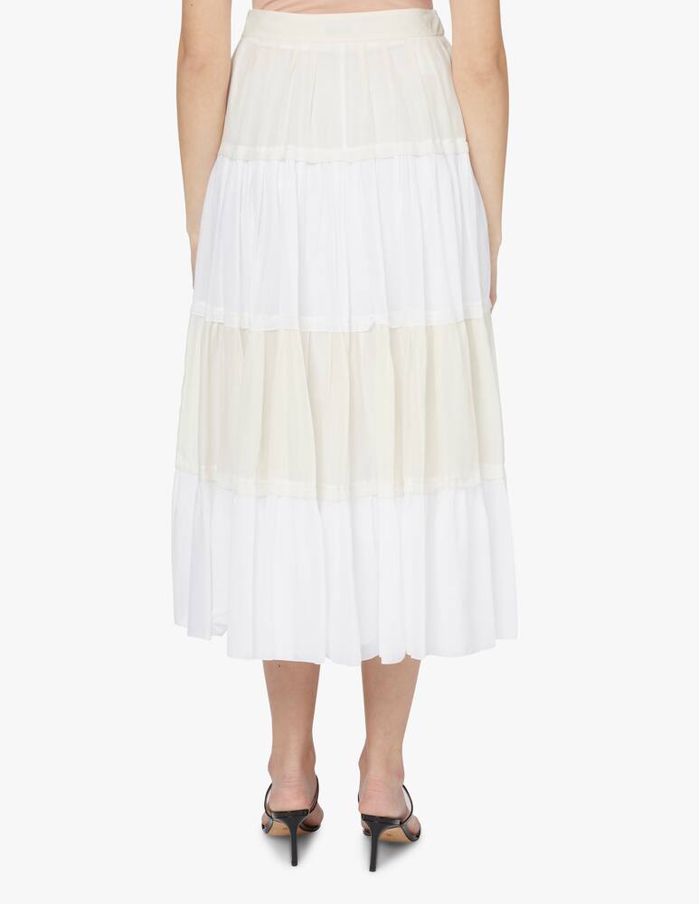 rinascente Peserico Gonna maxi in mussola con balze - bianco