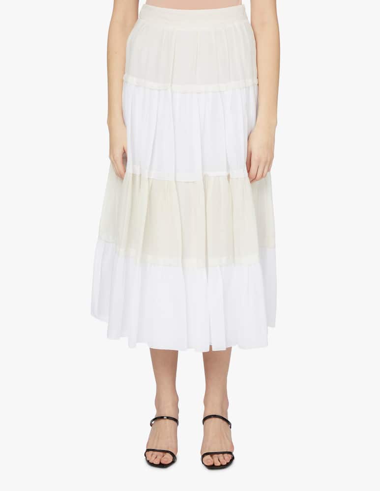 rinascente Peserico Gonna maxi in mussola con balze - bianco