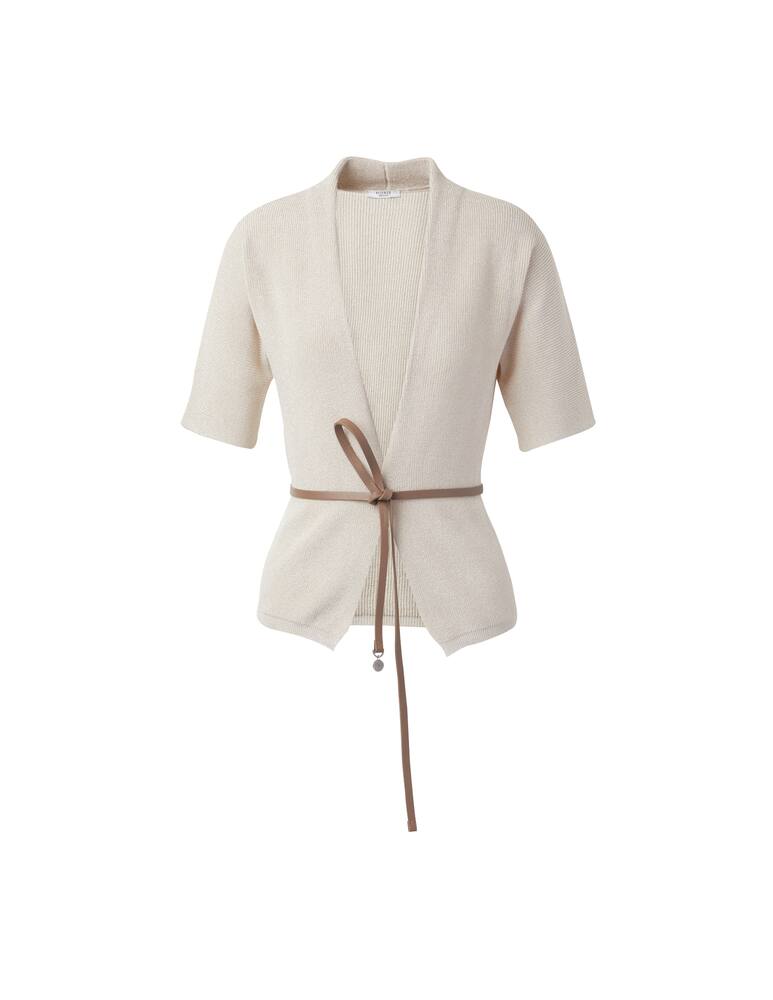 rinascente Peserico Cardigan in lurex con cintura - bianco
