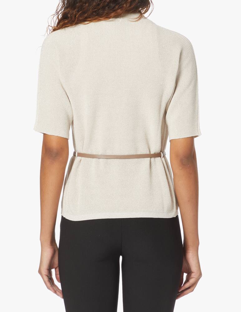 rinascente Peserico Cardigan in lurex con cintura - bianco