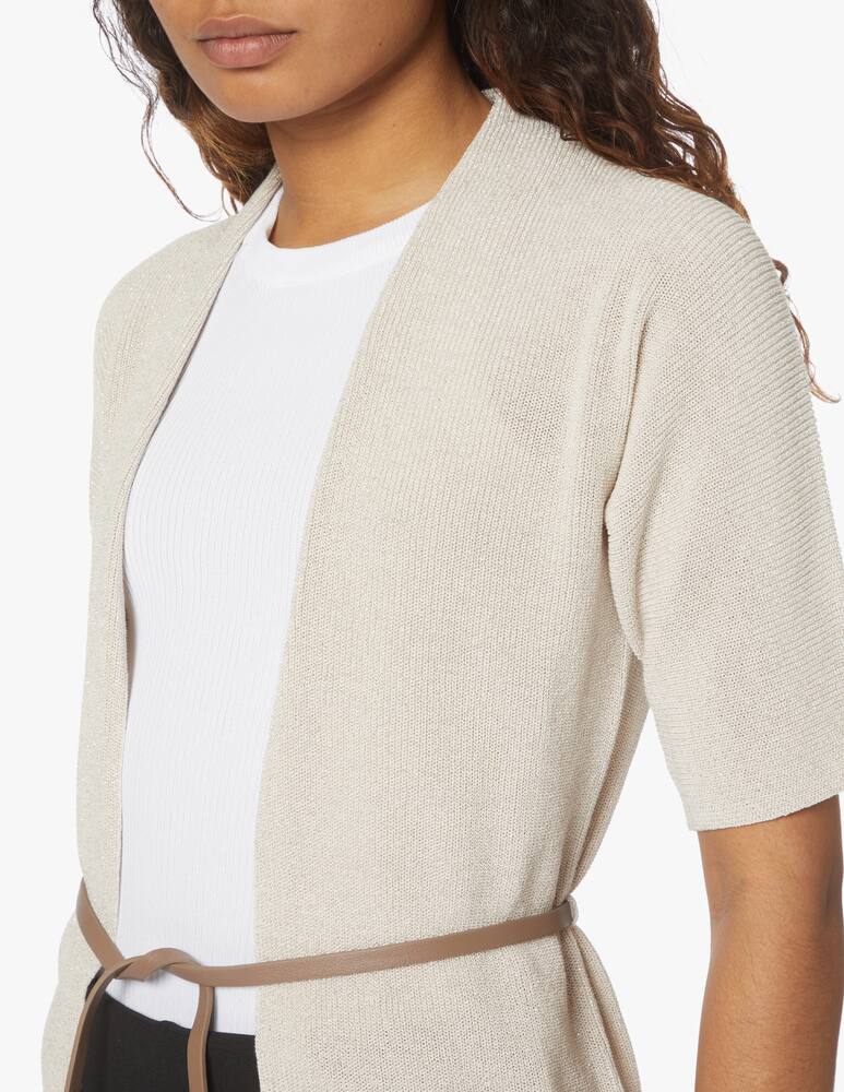 rinascente Peserico Cardigan in lurex con cintura - bianco