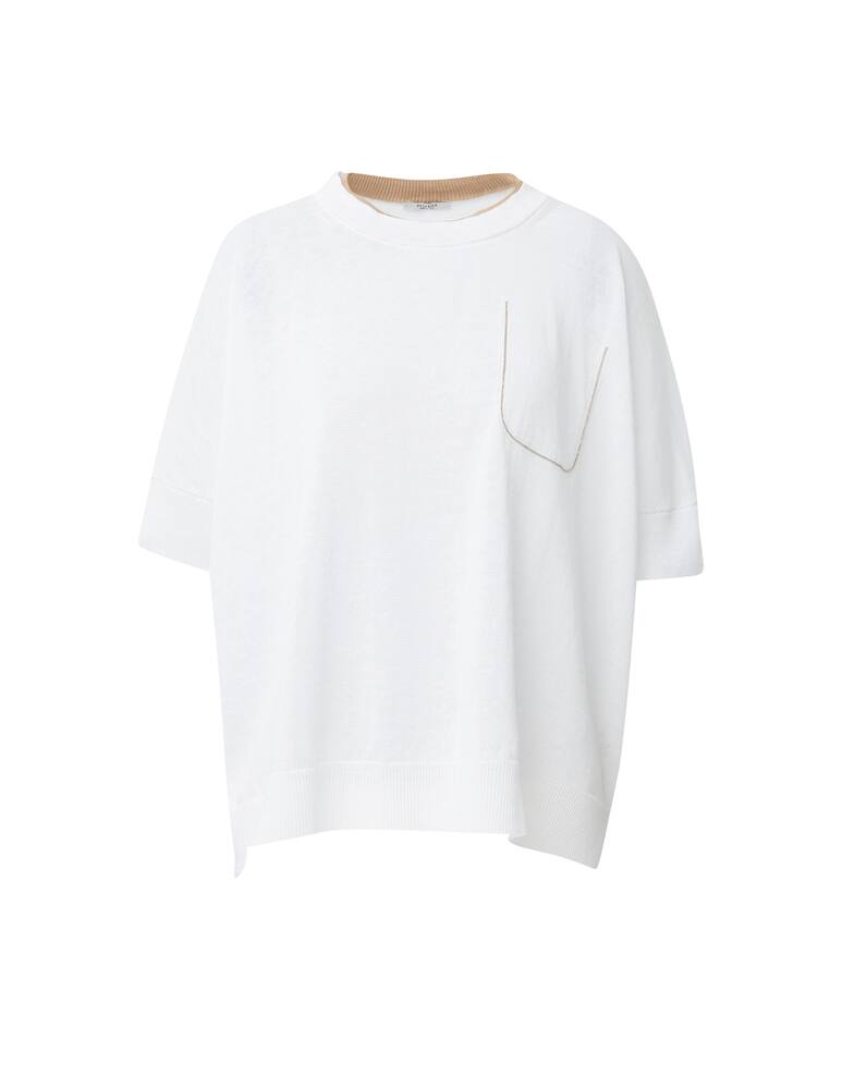 rinascente Peserico Blusa over in lino con taschino - bianco