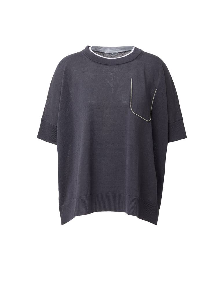 rinascente Peserico Blusa over in lino con taschino - blu