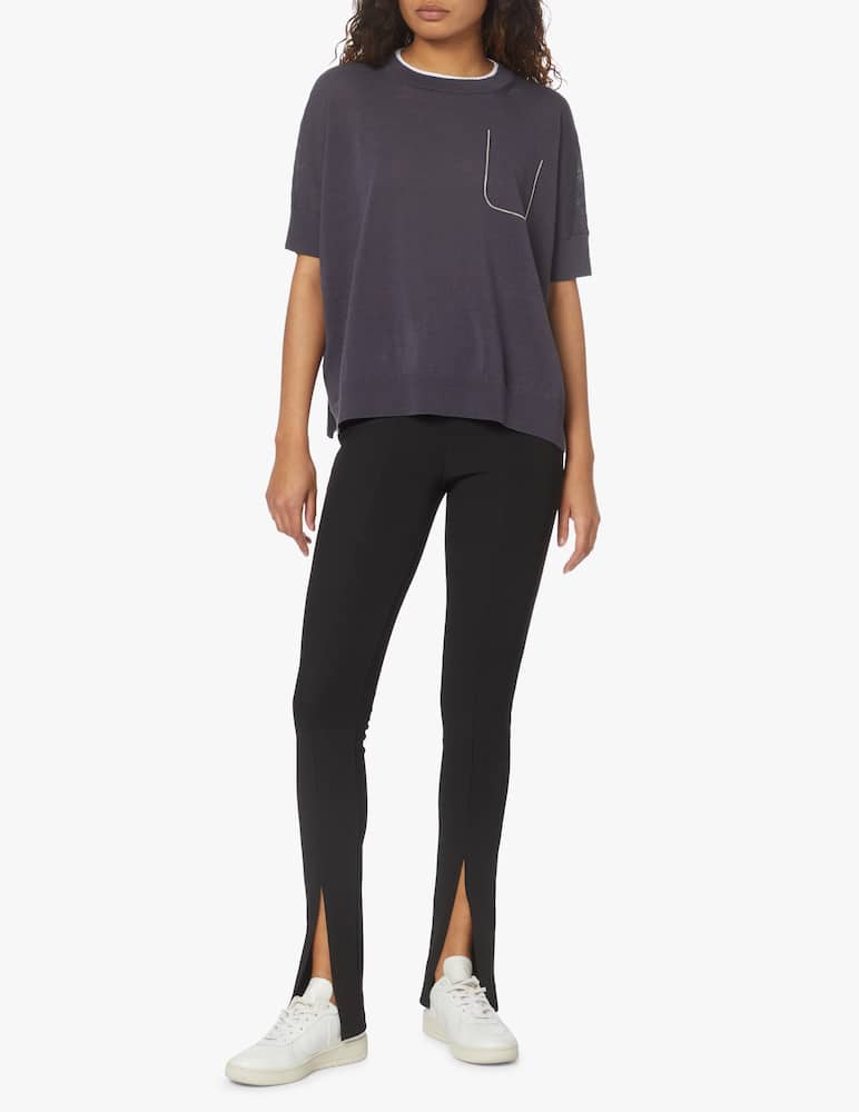 rinascente Peserico Blusa over in lino con taschino - blu