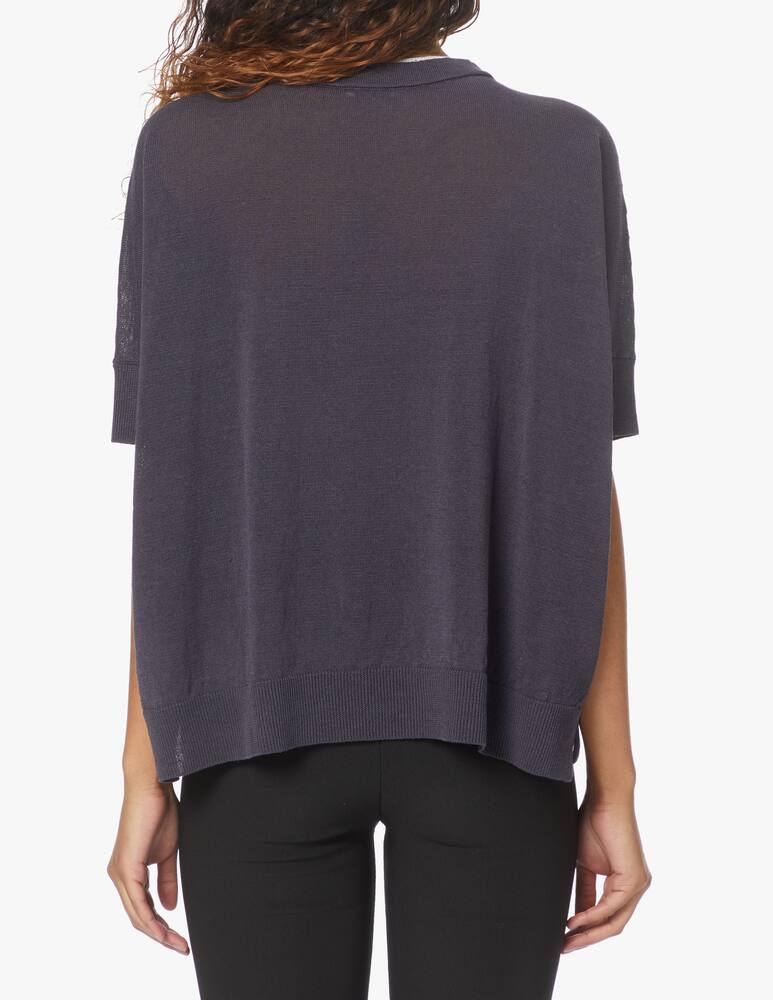 rinascente Peserico Blusa over in lino con taschino - blu