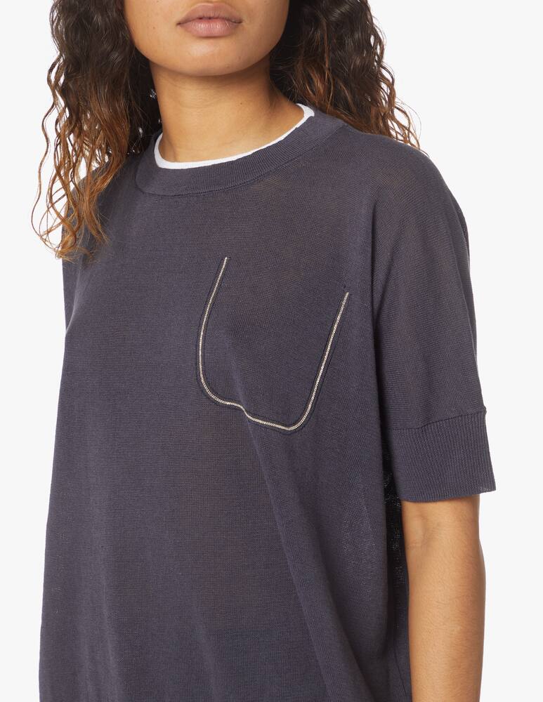 rinascente Peserico Blusa over in lino con taschino - blu