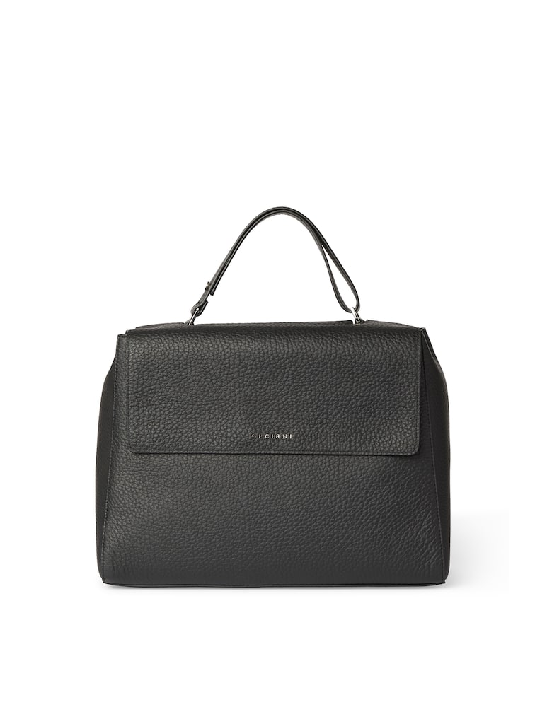 Orciani Sveva Soft large leather shoulder bag with strap - picture 1