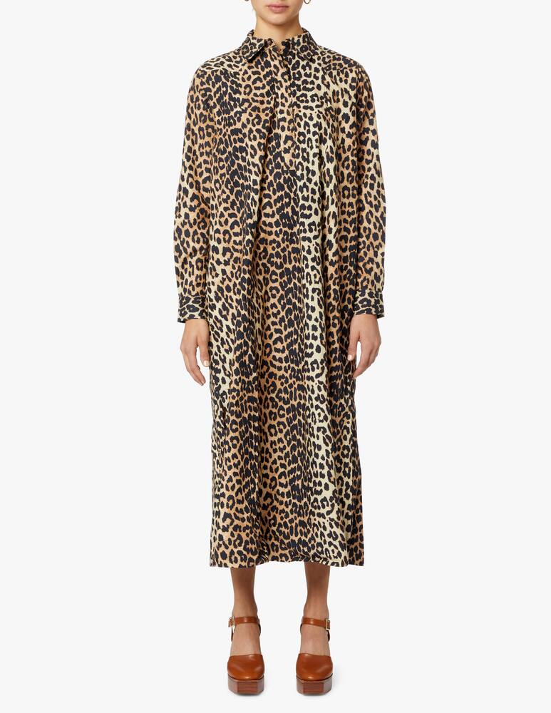 rinascente Ganni Vestito midi leopardato in cotone