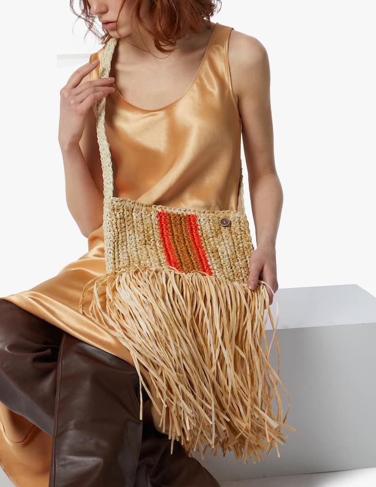 rinascente Filippo Catarzi 1910 Handmade Pontova Crochet Borsa a Tracolla con Frange