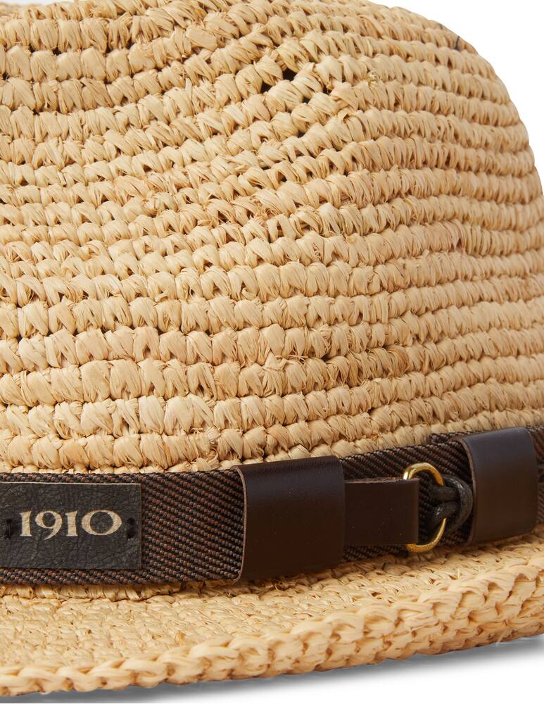 Filippo Catarzi 1910 Rafia Crochet Borsalino Cappello con Cintura Pelle - immagine 2 Filippo Catarzi 1910 Rafia Crochet Borsalino Cappello con Cintura Pelle - immagine 2