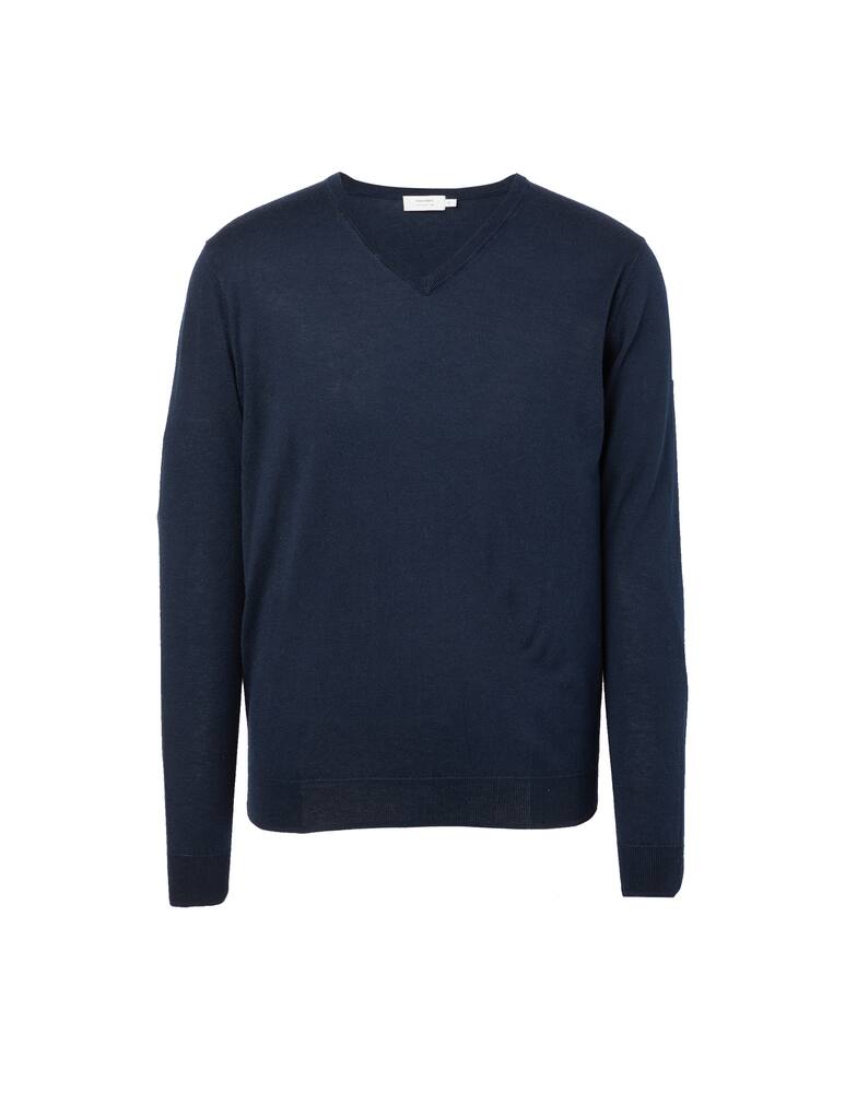 rinascente Pure Cashmere Maglia con scollo v in cotone seta e cashmere - blu