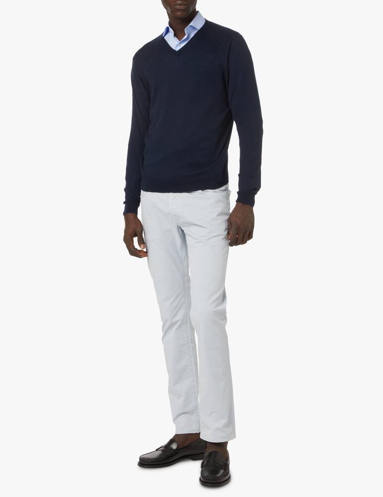 rinascente Pure Cashmere Maglia con scollo v in cotone seta e cashmere - blu