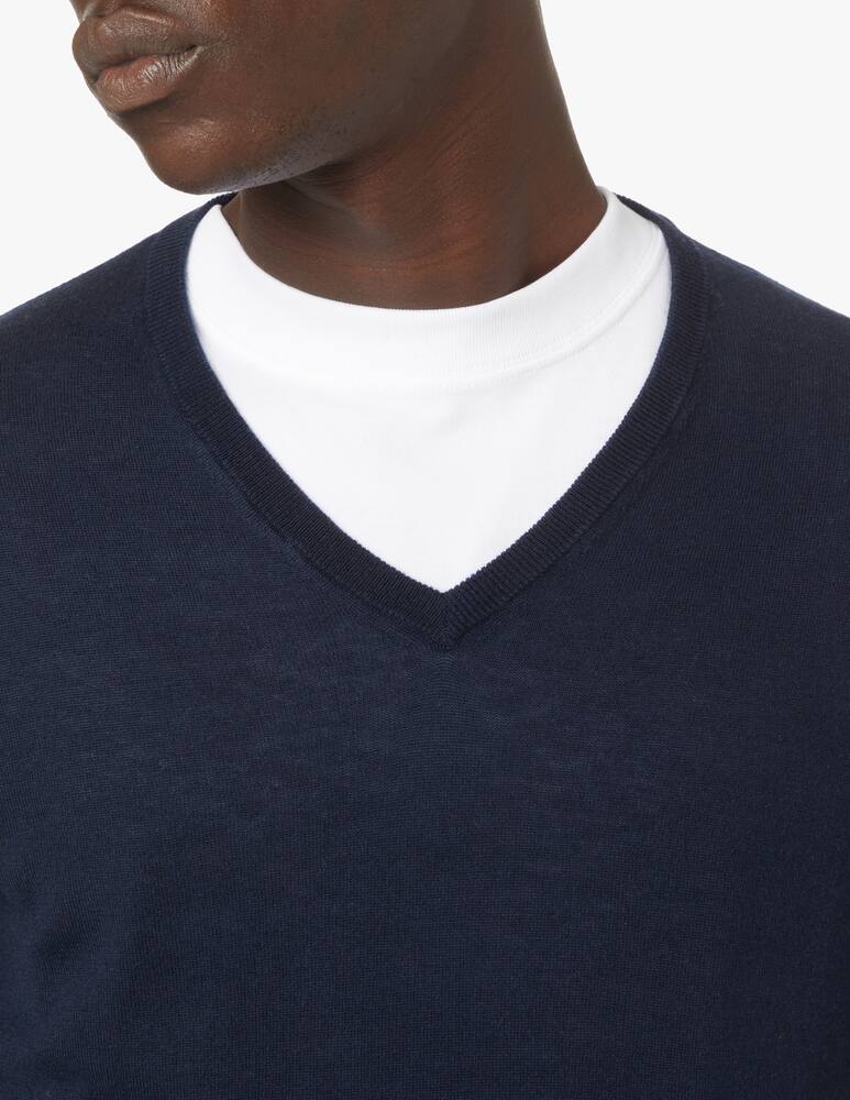 rinascente Pure Cashmere Maglia con scollo v in cotone seta e cashmere - blu