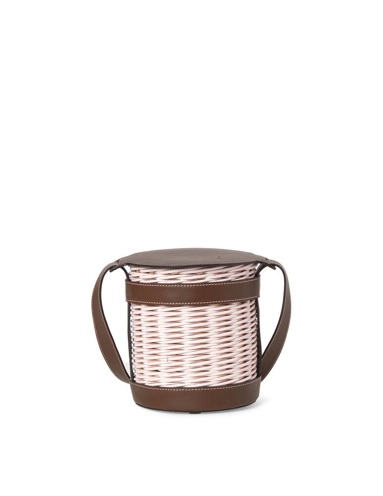 rinascente Gatti Lily wicker painted shoulder bag with calf leather insert