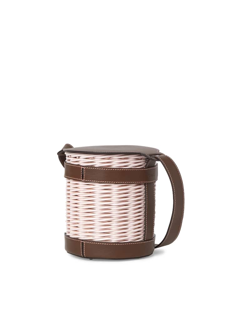 rinascente Gatti Lily wicker painted shoulder bag with calf leather insert