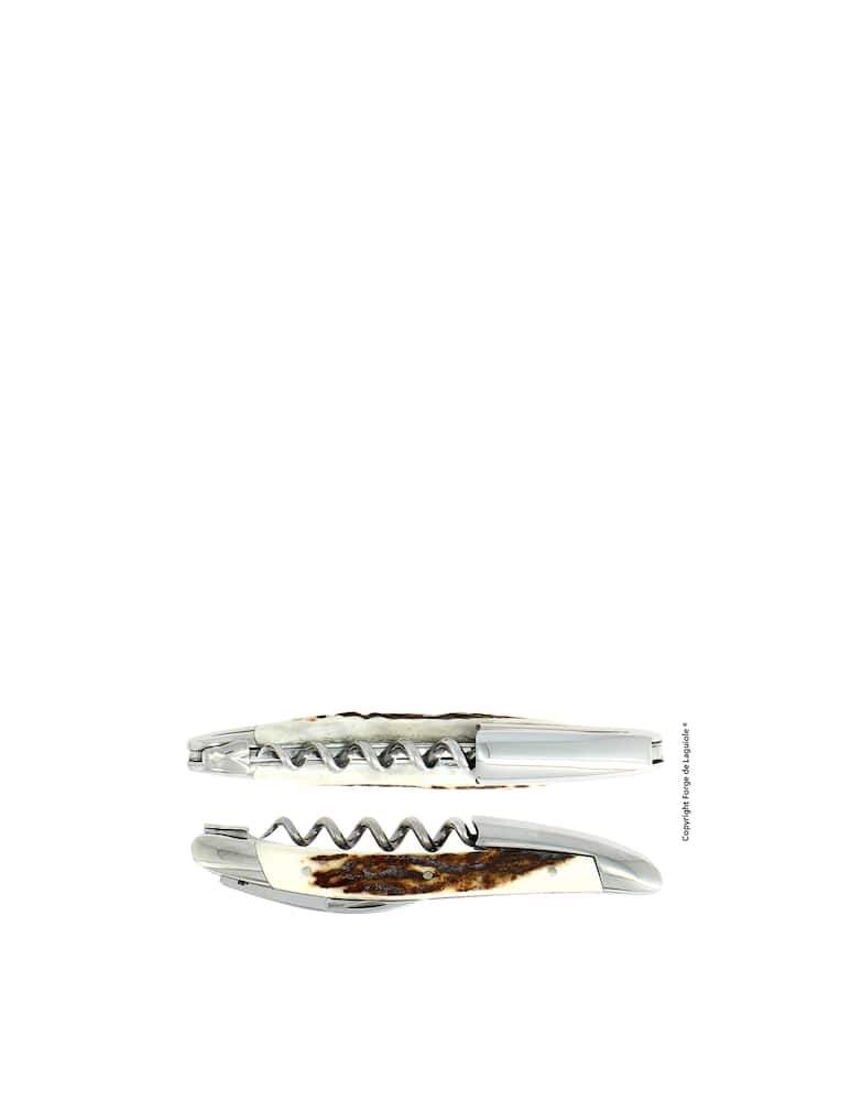 rinascente Forge De Laguiole Sommelier Knife Stag Antlers Handle With Leather Case - Brown