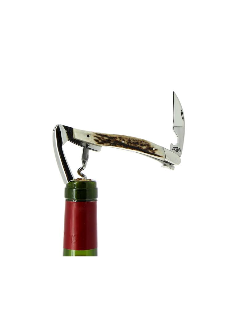 rinascente Forge De Laguiole Sommelier Knife Stag Antlers Handle With Leather Case - Brown