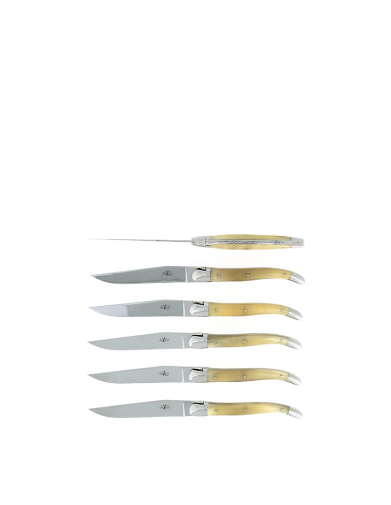 Forge De Laguiole Set di 6 coltelli da tavola in acciaio inossidabile e corno - immagine 1 Forge De Laguiole Set di 6 coltelli da tavola in acciaio inossidabile e corno - immagine 1