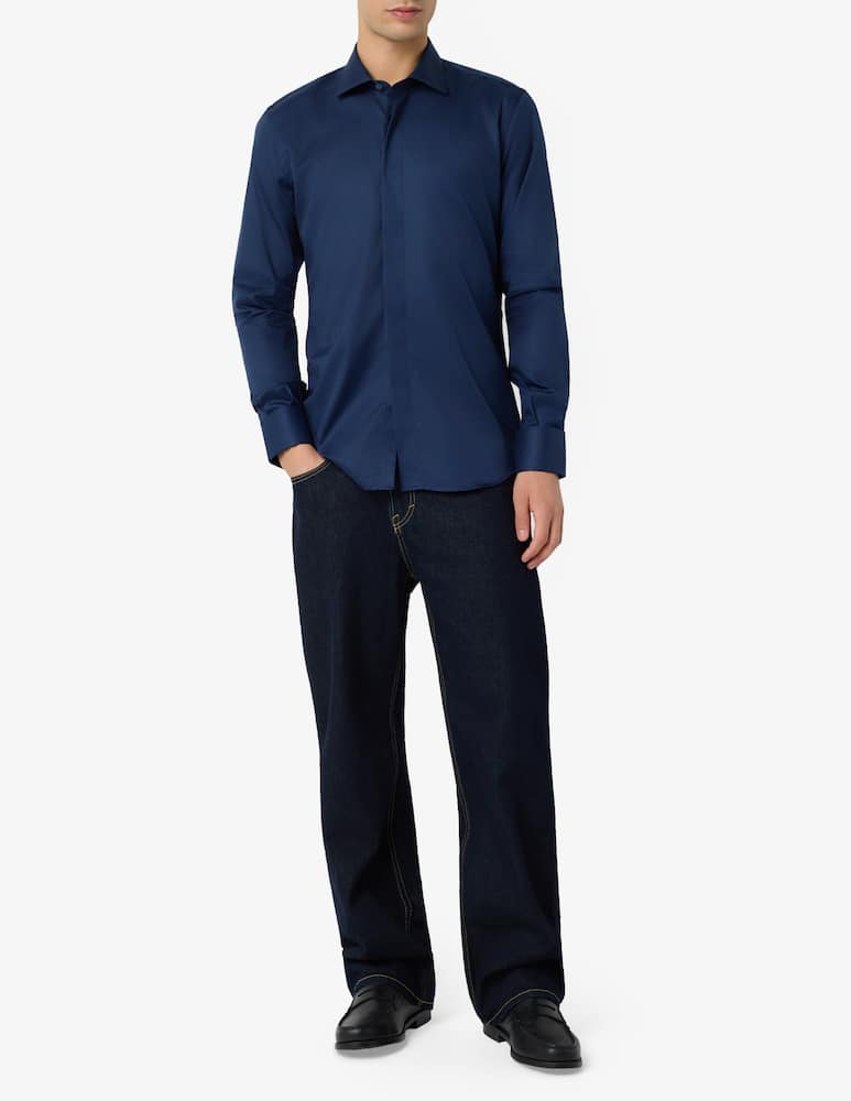 rinascente Sartoria Italiana Camicia in twill di cotone con collo diplomatico