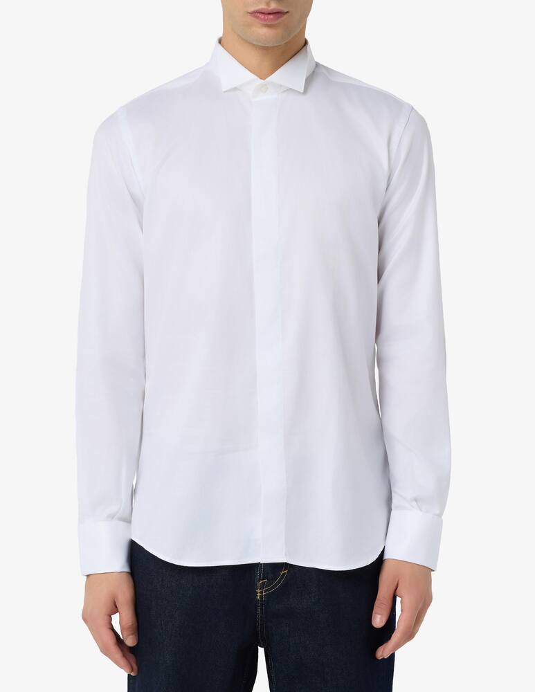 Sartoria Italiana Camicia in twill di cotone con collo diplomatico - immagine 1 Sartoria Italiana Camicia in twill di cotone con collo diplomatico - immagine 1