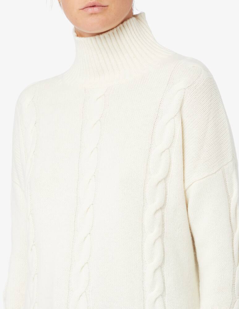 rinascente Pure Cashmere High neck cable knit sweater with ribbed sleeves