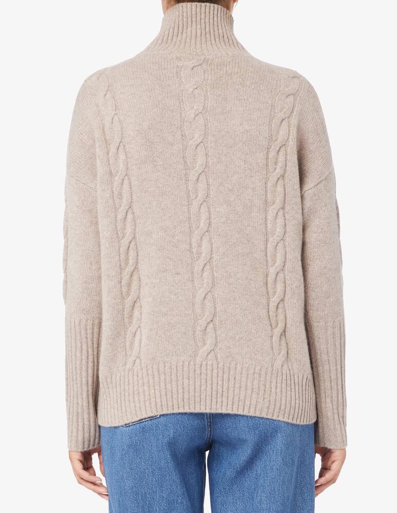 rinascente Pure Cashmere High neck cable knit sweater with ribbed sleeves