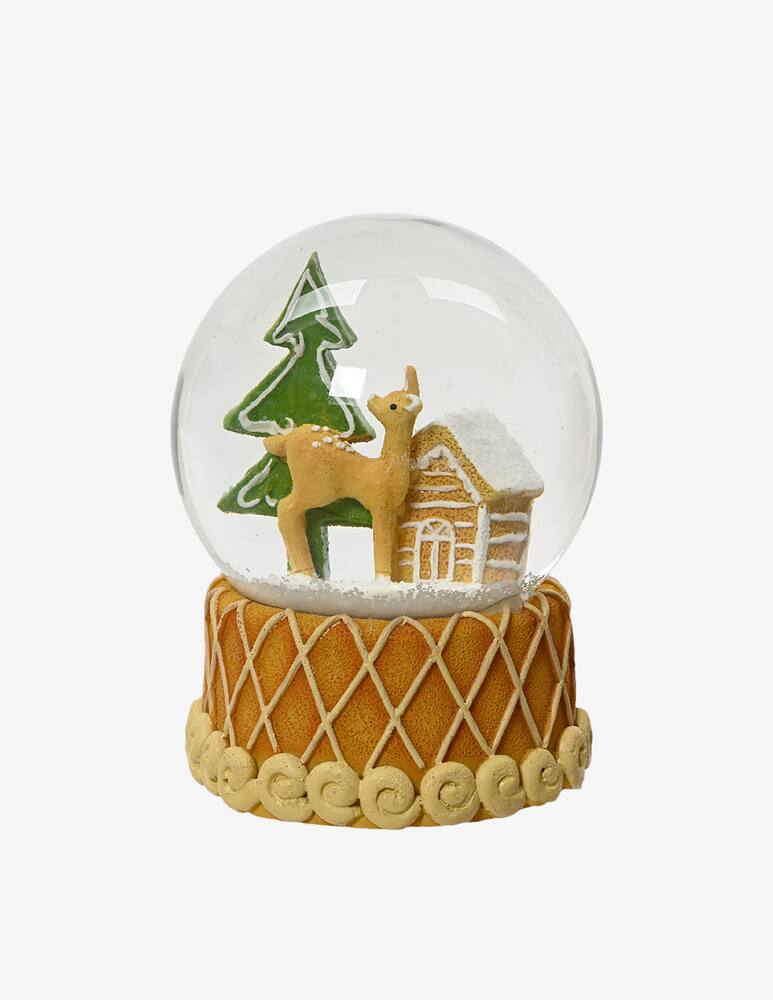 rinascente Kaemingk Snowglobe Polyresin Deer Tree House W Cake Base