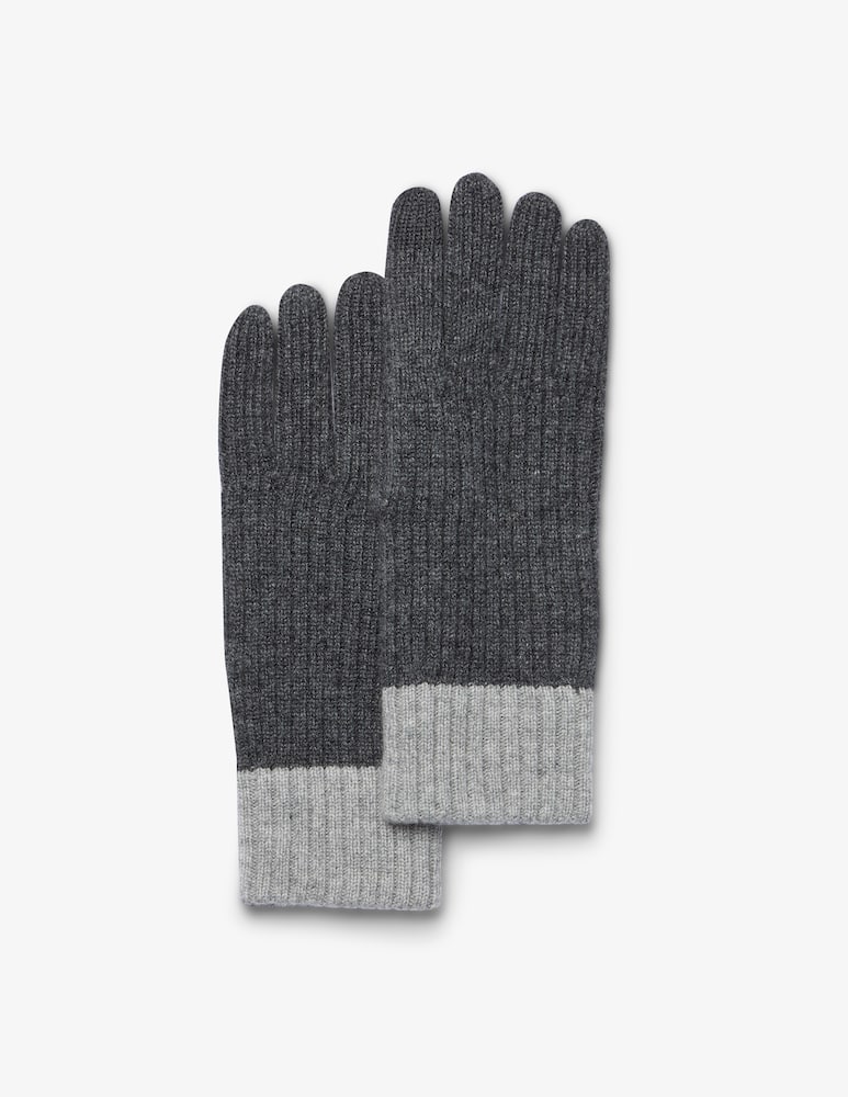 Pure Cashmere Guanti coste contrasto touch screen - immagine 1 Pure Cashmere Guanti coste contrasto touch screen - immagine 1