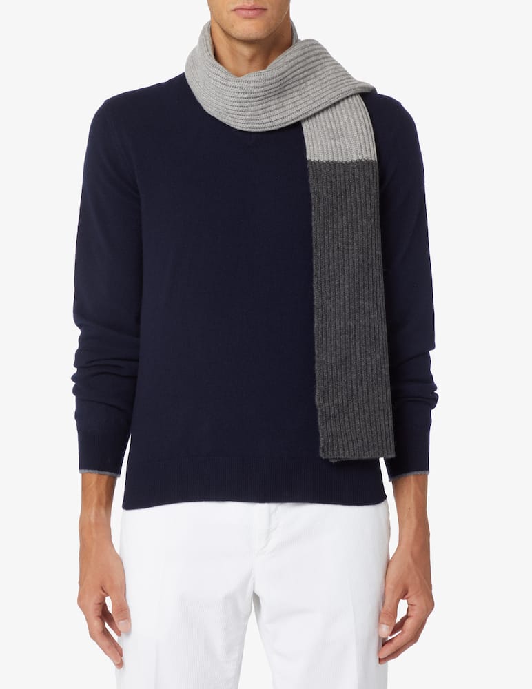 Pure Cashmere Sciarpa bicolor fin5 english ribs - immagine 2