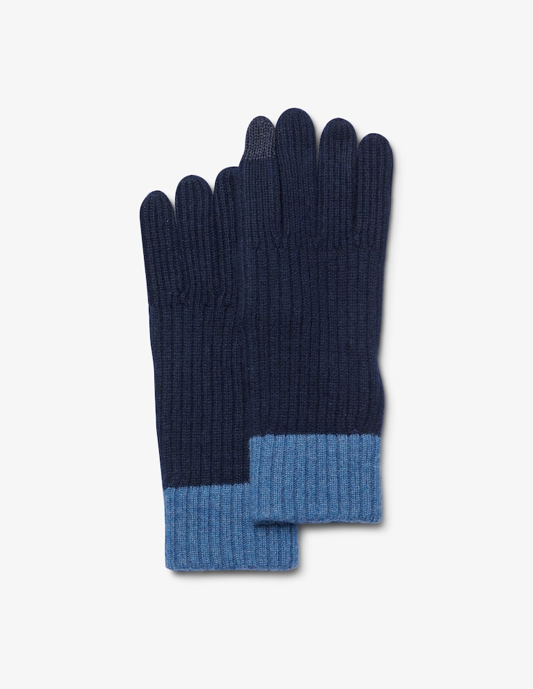 Pure Cashmere Guanti coste contrasto touch screen - immagine 1 Pure Cashmere Guanti coste contrasto touch screen - immagine 1
