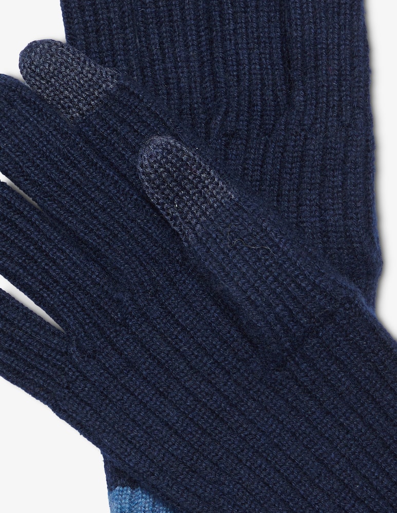 Pure Cashmere Guanti coste contrasto touch screen - immagine 2 Pure Cashmere Guanti coste contrasto touch screen - immagine 2