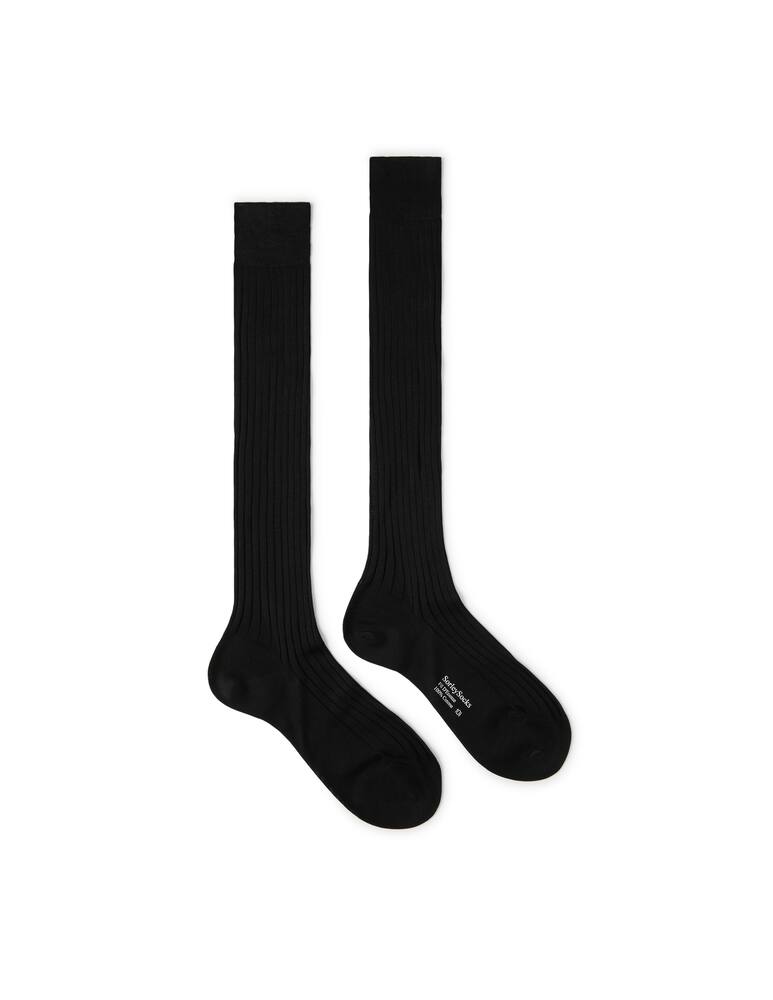 Sorley Rib knee high socks - Filo Scozia cotton - grey - picture 1 Sorley Rib knee high socks - Filo Scozia cotton - grey - picture 1