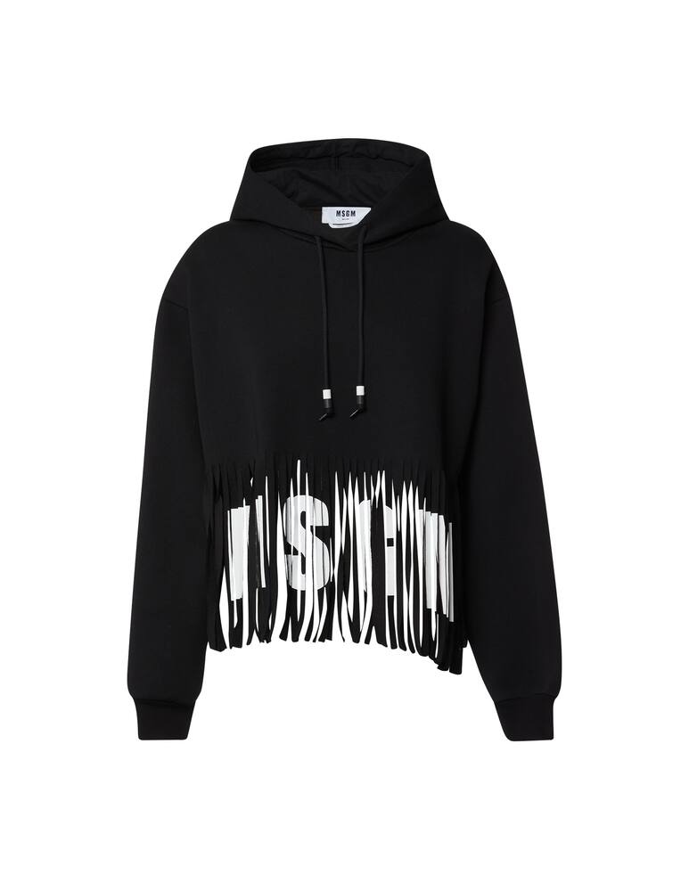 rinascente MSGM Felpa con frange in cotone con logo 