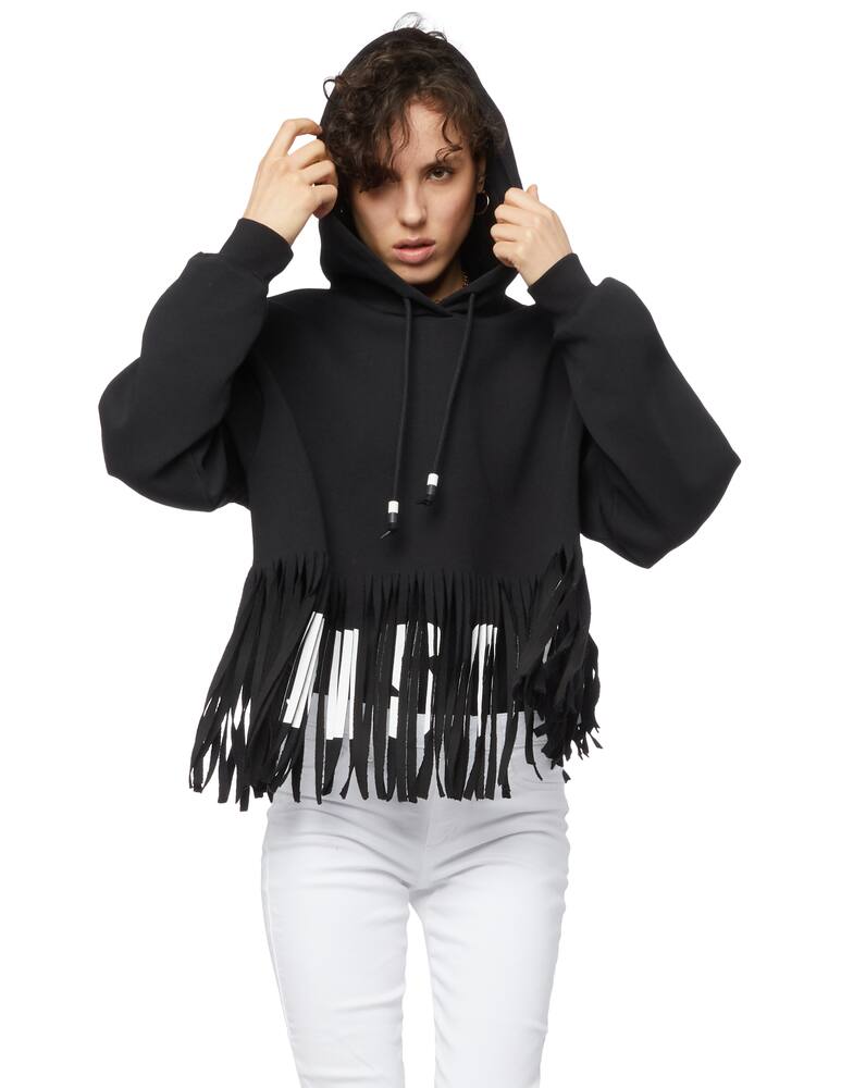 rinascente MSGM Felpa con frange in cotone con logo 