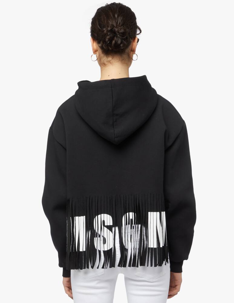 rinascente MSGM Felpa con frange in cotone con logo 