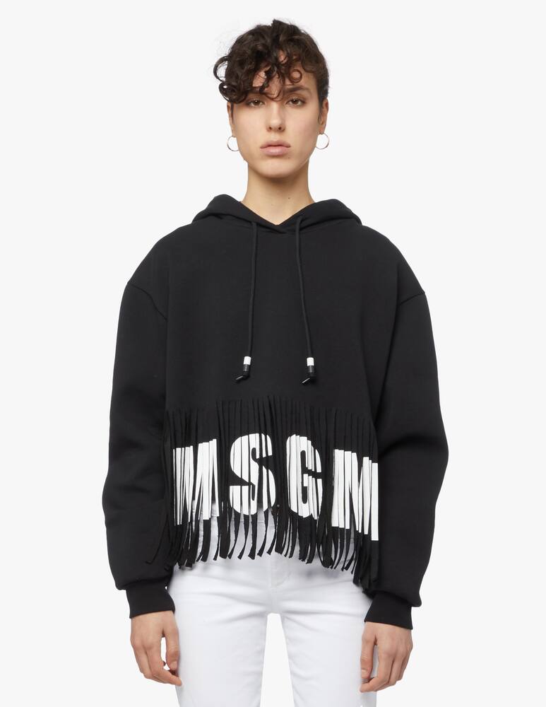 rinascente MSGM Felpa con frange in cotone con logo 