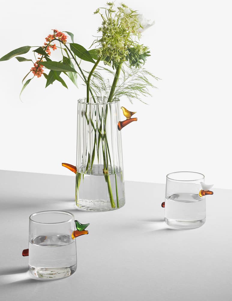 rinascente Ichendorf Bicchiere Acqua Uccellino Ambra - Arancione