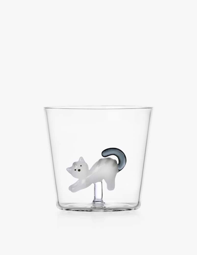 rinascente Ichendorf Tabby Cat White Cat Tumbler with Gray Tail