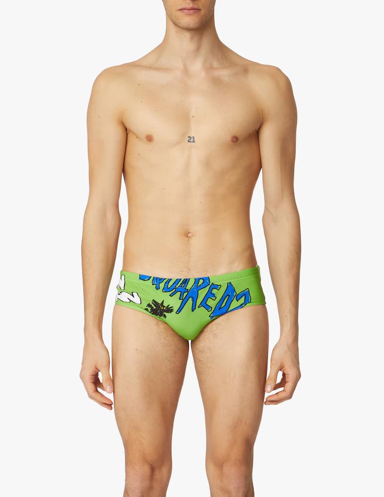 rinascente Dsquared2 Graffiti swim brief - green
