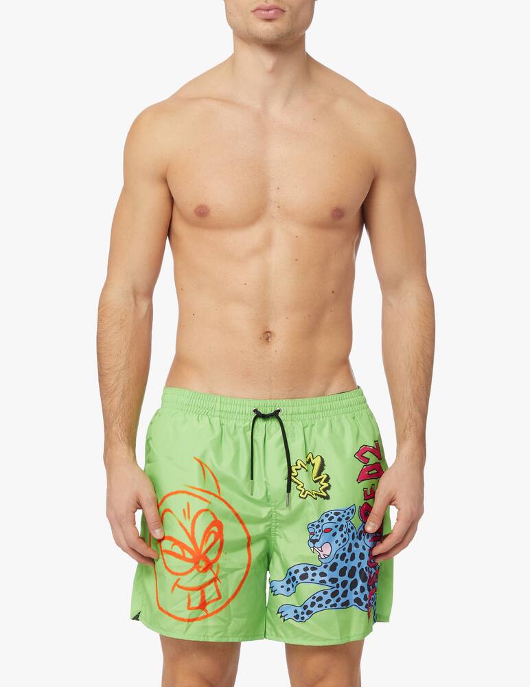 rinascente Dsquared2 Leo graffiti swim short - green