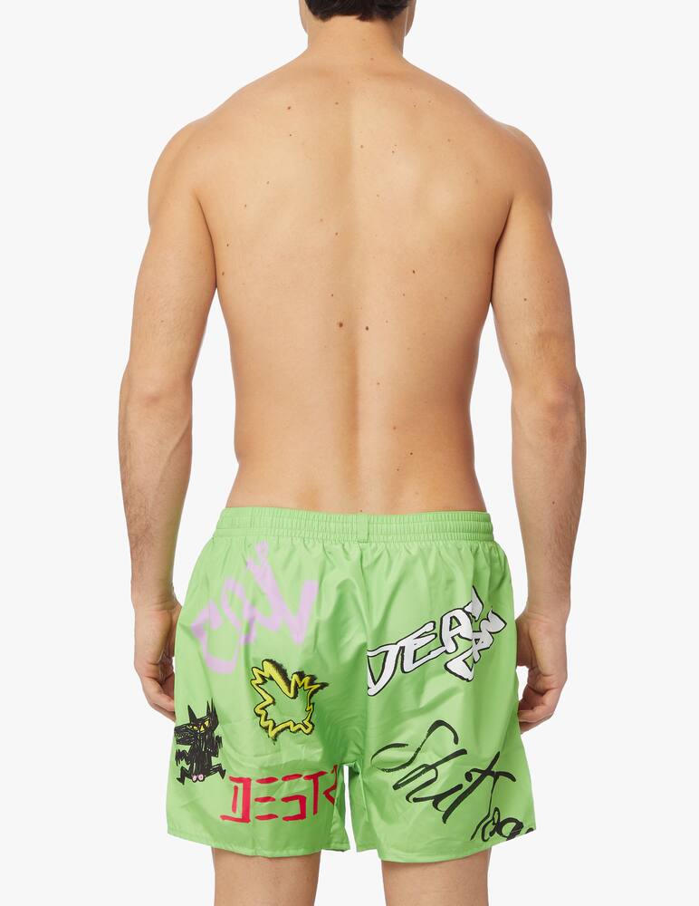 rinascente Dsquared2 Leo graffiti swim short - green