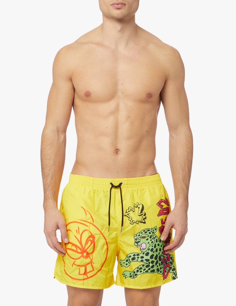 rinascente Dsquared2 Leo graffiti swim short - yellow