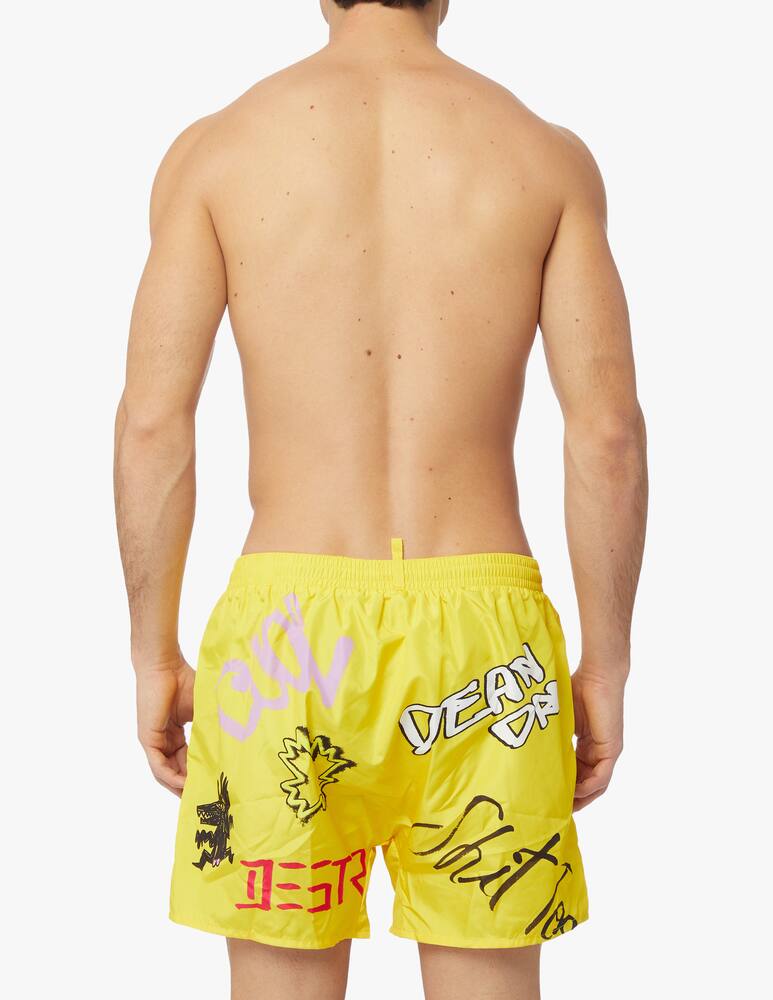 rinascente Dsquared2 Leo graffiti swim short - yellow