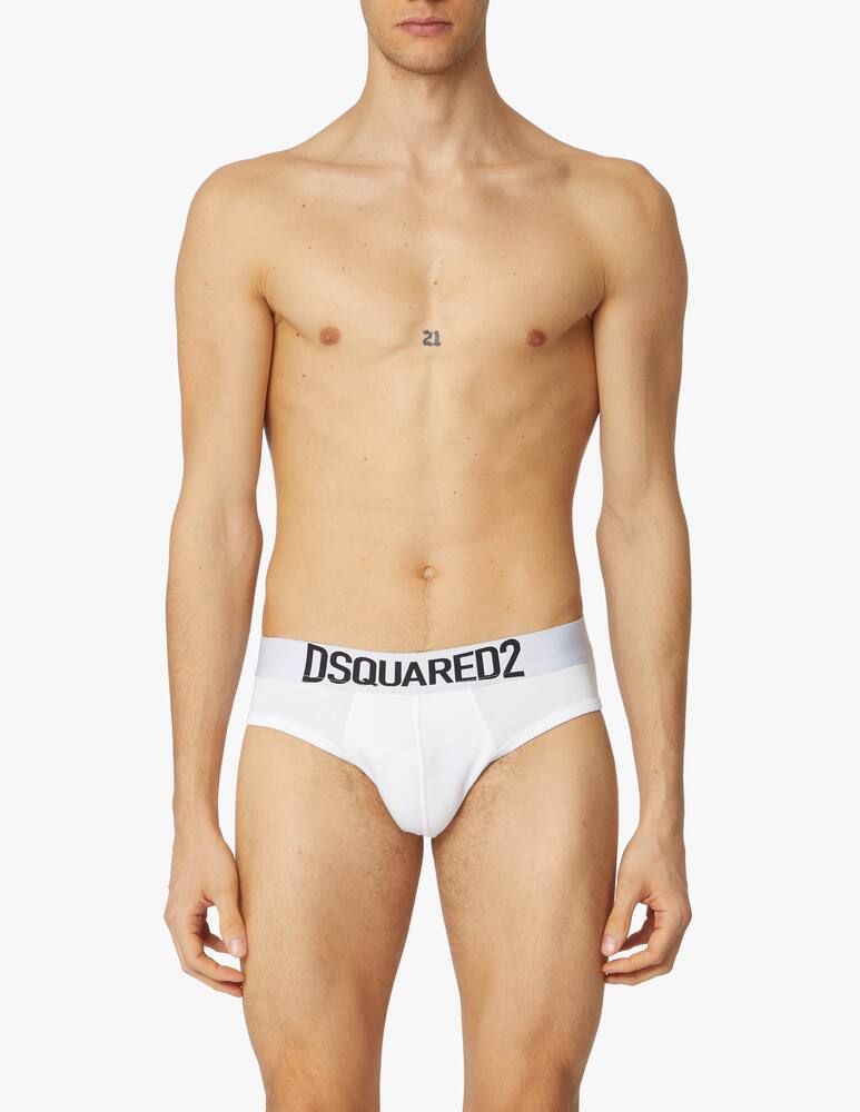 rinascente Dsquared2 Slip con logo round up - bianco