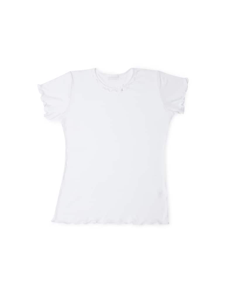 rinascente Story Loris Pigiama corto in costina con pizzo e punto luce - bianco