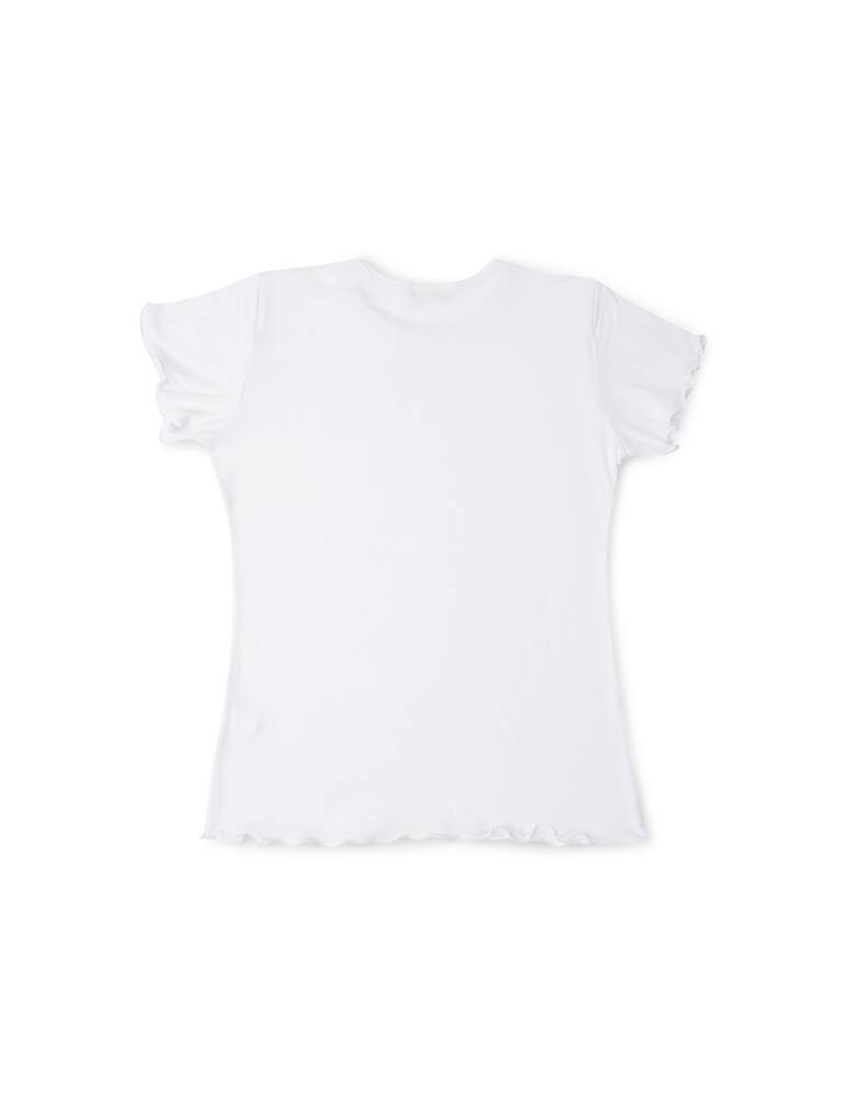 rinascente Story Loris Pigiama corto in costina con pizzo e punto luce - bianco