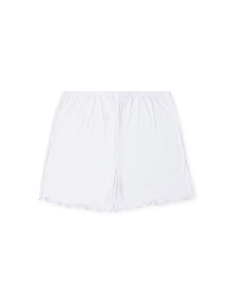 rinascente Story Loris Pigiama corto in costina con pizzo e punto luce - bianco